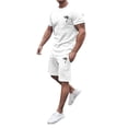 thumbnail image 4 of Men's Suits 2 | 2024 Summer Tracksuit for Men Plus Size Short Sleeve O Neck Athletic Suit Casual Color Block Drawstring Waist Tracksuit Set, 4 of 6