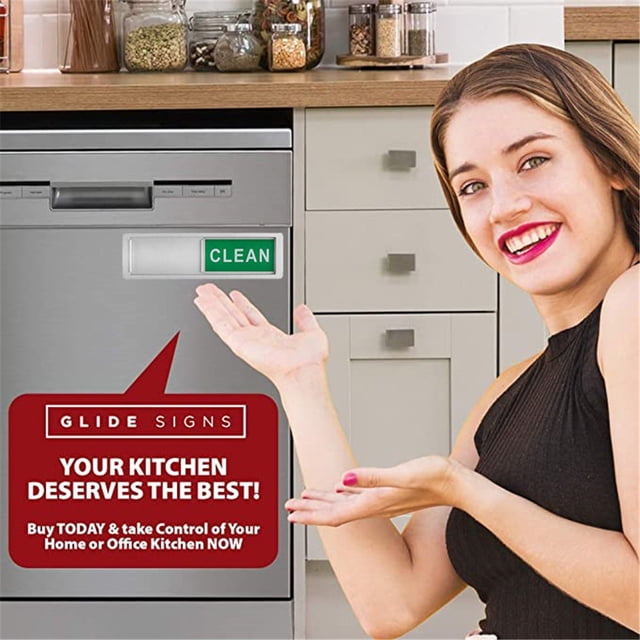 Oleegame 1PC Ten Dollar Items Dirty All Clean Dishwasher Suit Indicator Dishwashers Sign Design Magnet Slider Kitchen,Dining & Bar Silver