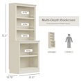 thumbnail image 4 of VAUXHILL & CO. Halston Multi-Depth Bookcase, Adjustable Shelving Unit, Cream, 4 of 10