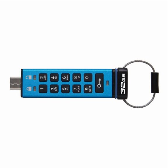 Kingston Ironkey Keypad 200 Clé USB cryptée USB-C 32 Go | Indépendant du système d'exploitation | FIPS 140-3 niveau 3 | XTS-AES 256 bits | Protection BadUSB et Brute Force | Option multi-broches | IKK