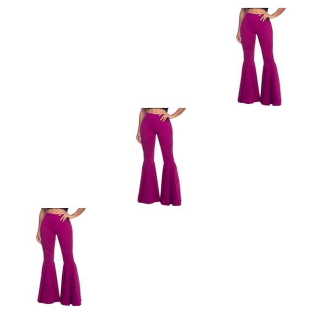 Decodeary Pantalon Confortable Taille Haute Léger Extensible Bas Cloche Violet m 3Set