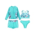 thumbnail image 3 of TTAO Girls Swimming Costumes 3 Piece Tankini Swimsuit Rashguard Swimwear UPF 50+ Long Sleeve Bathing Suits Light Green 16, 3 of 7