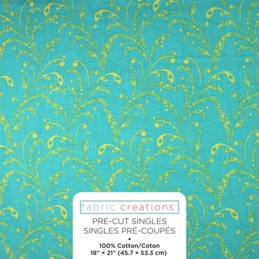 FABRIC CREATIONS Fat Quarter Pre-Cut 45.7 × 53.3 cm (21 in) Yellow Vines, 18x21