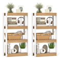thumbnail image 1 of Costway 2 PCS 4 Tier Bookshelf Wooden Bookcase with Dual Anti-Tipping Kits Open Shelving Unit Natural, 1 of 9