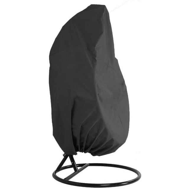 Outdoor Furniture Cover - Garden Rattan Wicker Waterproof Hanging Chair Furniture Cover - Egg Protective Cover Chair - 210D Oxford Polyester PVC Cover - Black