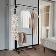 thumbnail image 4 of Mainstays 2 Tier Adjustable Garment Rack, Expandable Top Hanging Bar, Sturdy Structure and Easy Assemble, Smooth-rolling Wheels for Easy Mobility, 4 of 7