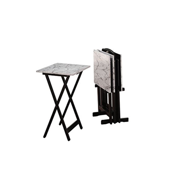 Linon 43001WHTSET-01-AS Tray Table Set 15.75" D x 18.9" W x 26.38" H White