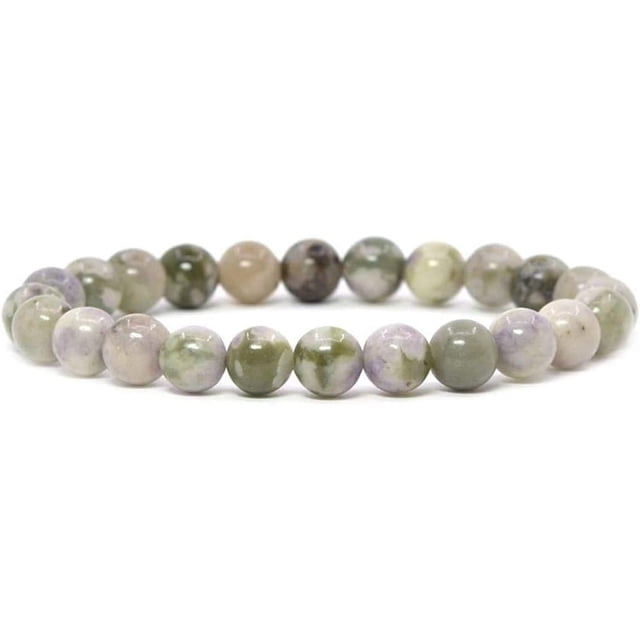 Bracelet Extensible Unisexe en Perles Rondes 8 mm en Jaspe de Paix Naturel