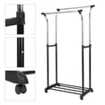thumbnail image 4 of Mainstays Double Rod Garment Rack, Rolling Clothes Organizer, Black/Chrome, Flared Design, Adjustable Height,  Storage Long and Short Garments, 4 of 9