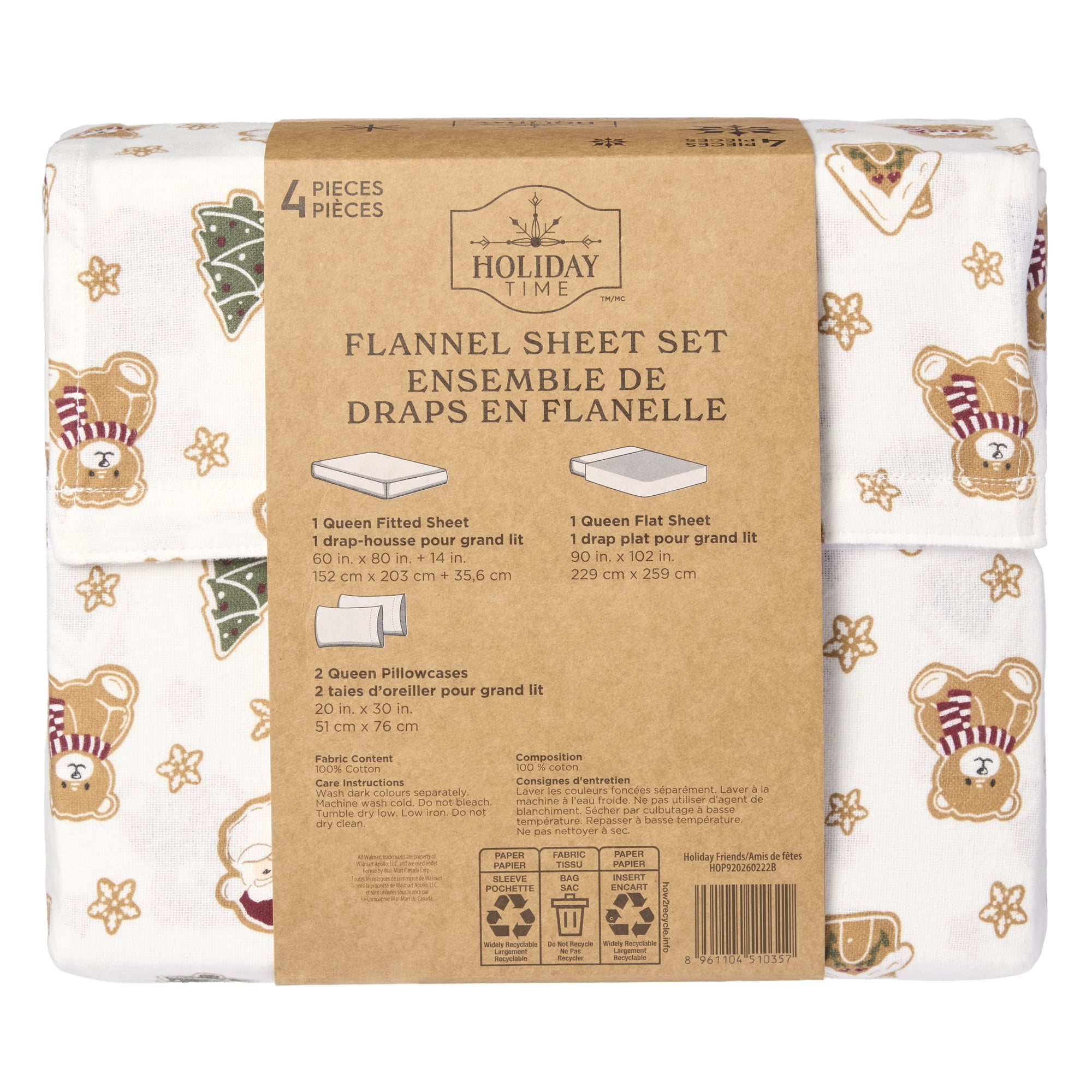 Holiday Time Twin Flannel Sheet Set