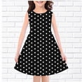 thumbnail image 2 of vdgthytj Robes Midi d'Été pour Filles Enfants Col Rond Pois Sans Manches Ligne A Fluide Longueur Genou Robe 4-14 Ans, 2 of 3
