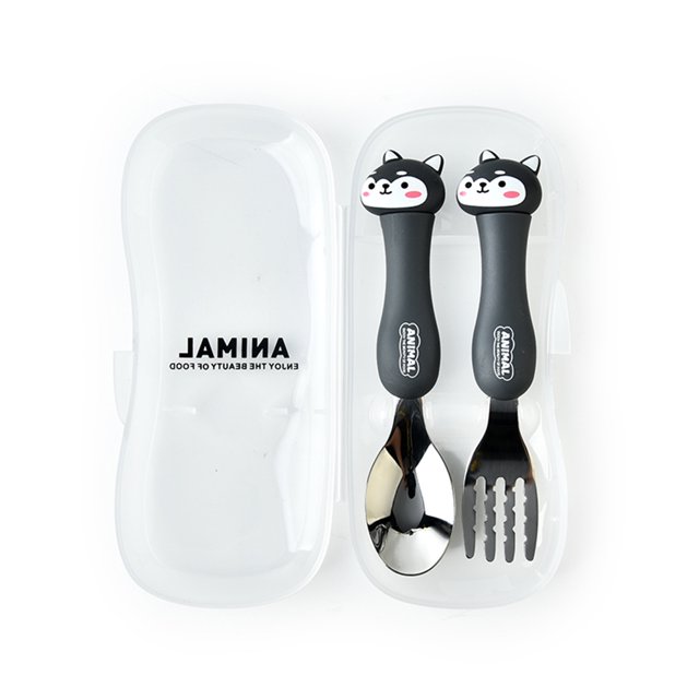 Amdohai 2Pcs Kids Travel Carry Set Children Portable Tableware Toddler Utensils