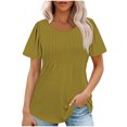 thumbnail image 1 of AherBiu Tuniques pour Femmes Manches Courtes Décontractées Couleur Unie Confortables Été Col Rond Blouse TShirts, 1 of 7