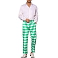 thumbnail image 2 of INSPIRE CHIC Pantalon Imprimé Argyle pour Homme Coupe Régulière devant Plat Pantalon Habillé 38 Vert Blanc, 2 of 5
