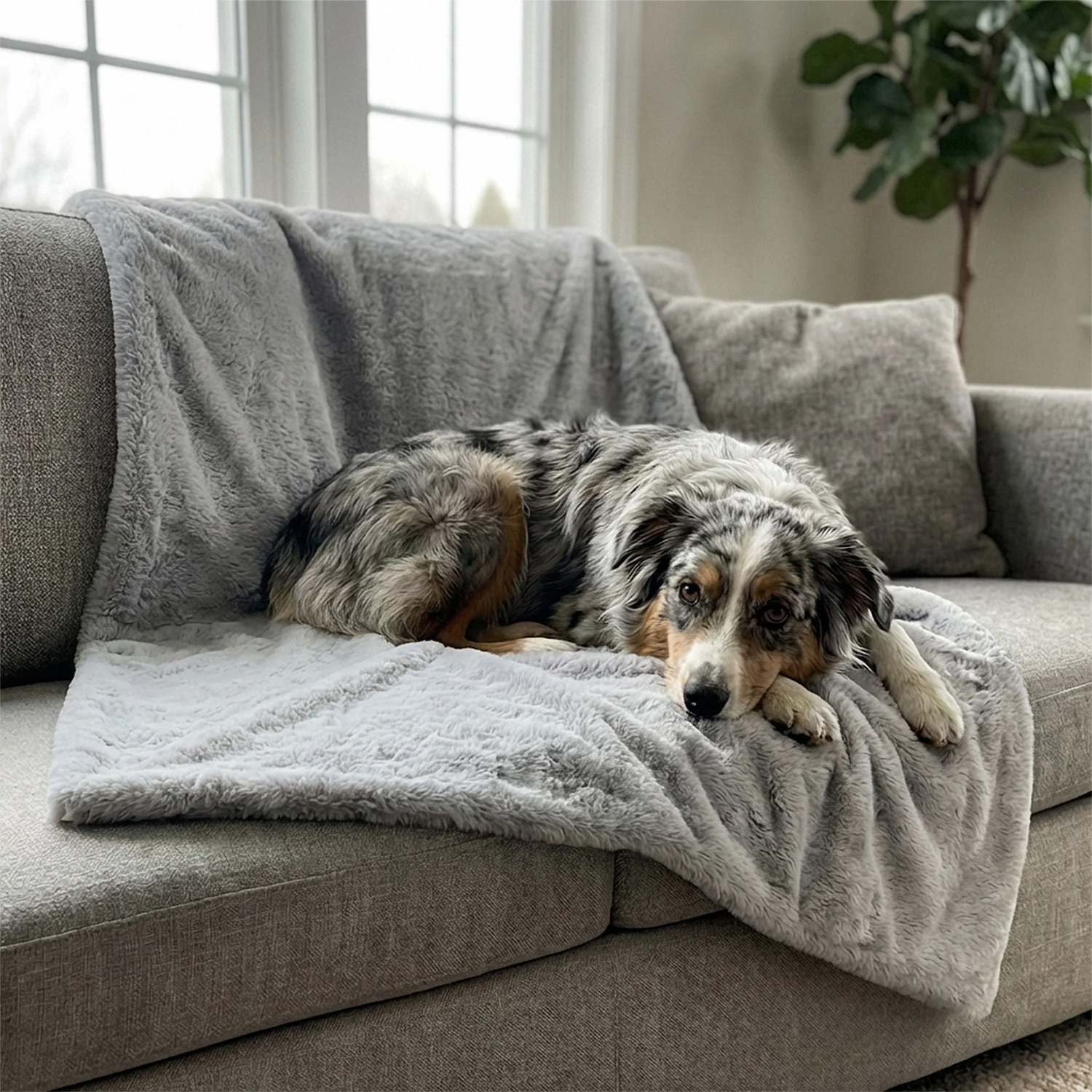 Couverture pour animaux de compagnie Instachew Pixie Throw pour chats et chiens, grise