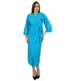 thumbnail image 3 of Bimba Peignoir Long Uni pour Femmes avec Ceinture, Modal Doux en Coton, Enveloppant, Rond, Uni, 3 of 7