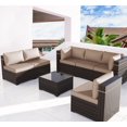 thumbnail image 1 of Kullavik 7 Pieces Patio Furniture Set PE Rattan Wicker Outdoor Furniture Sectional Sofa Patio Conversation Set with Coffee Table and Seat Cushion,Sand, 1 of 8