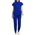 thumbnail image 2 of Ensemble Assorti de Sarraus pour Femmes, Hauts Extensibles à Col Rond avec Poches et Pantalons Cargo, Ensemble d'Uniforme de Travail Jogger pour Infirmière, 2 of 5