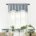 thumbnail image 2 of Sentmoon Curtains with Tassel Elegant Fringed Window Curtains Patterned Rod Panels Stylish Short Drapes Boho Curtains Summer Decorations for Home for Windows Gray, 2 of 7