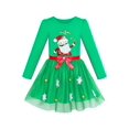 thumbnail image 1 of Robe Fille Noël Père Noël Neige Manches Longues Robe de Vacances 5 Ans, 1 of 8