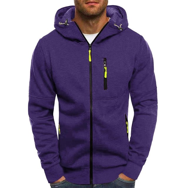 MesaSe Mens Hooded Sweater Coat With Solid Color Zipper Pocket In Autumn And Winter