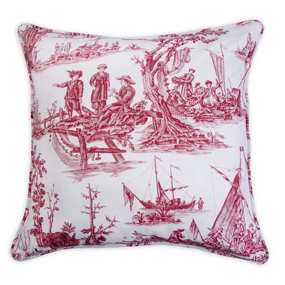 Maison d'Hermine Calis - Rouge avec Fond Blanc Housse de Coussin Décorative 100% Coton pour Canapé Salon (18 Pouces"x18 Pouces")