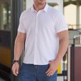 thumbnail image 2 of Birdeem Chemises pour Hommes Hommes Mode Affaires Col Rabattu Bouton Col Rabattu Poche Chemise à Manches Courtes Blouse, 2 of 12