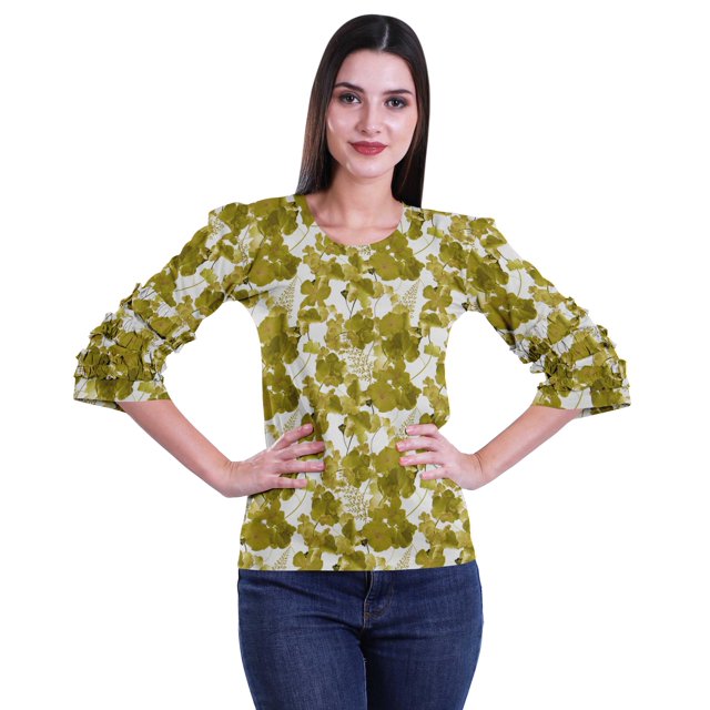 Moomaya T-Shirts Décontractés pour Femmes en Coton Grande Taille à Manches 3 /4 à Col Rond