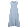 thumbnail image 4 of Robe Longue d'Été Sans Manches en Coton et Lin pour Femmes, Encolure Dégagée, Décontractée, Fluide, Ample, Maxi, avec Poche, pour Plage et Vacances, 4 of 7