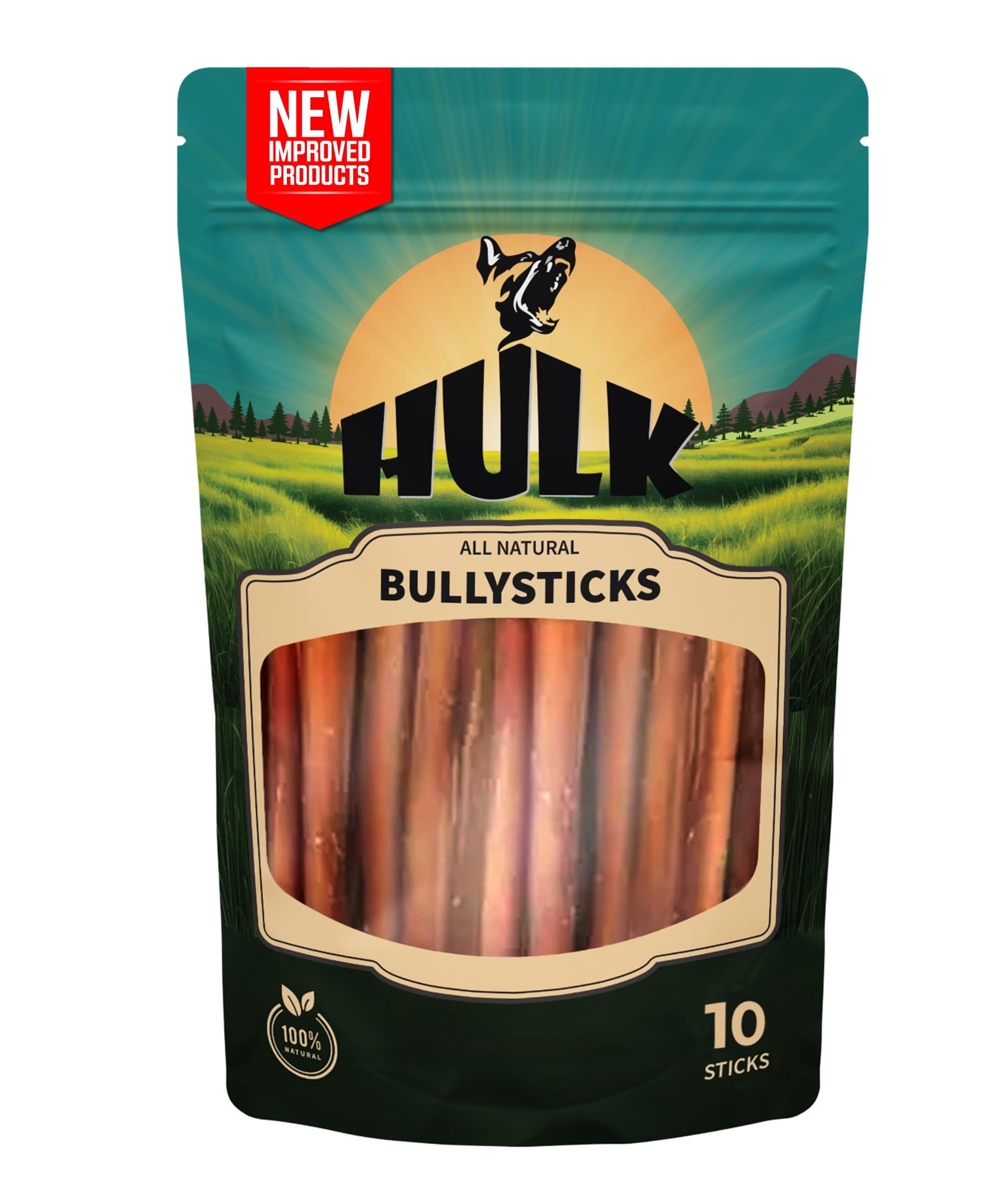 HULK Pet Products 6-inch Bully Sticks for Dogs, Odour-Free Bully Sticks for Medium and Large Dogs All Natural & Single Ingredient, Beef Dog