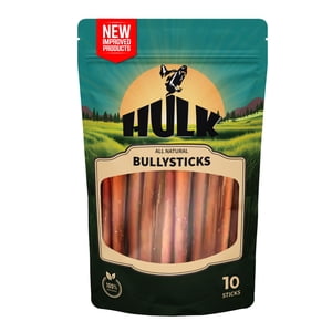 HULK Pet Products 6-inch Bully Sticks for Dogs, Odour-Free Bully Sticks for Medium and Large Dogs All Natural & Single Ingredient, Beef Dog