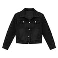 thumbnail image 4 of Timegard Women's Basic Button down Stretch Fitted Long Sleeves Denim Jacket Collared Crop Jean Jackets Fashion,Black,L, 4 of 9