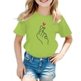 thumbnail image 1 of PMVFHDE Hauts Tube pour Filles T-Shirt à Manches Courtes pour Fille T-Shirt Fille T-Shirt Mignon pour Filles Hauts pour Fille Enfant T-Shirt Graphique Mignon à Col Rond à Manches Courtes T-Shirt d'Été Décontracté Vert Pâle, 3-4 Ans, 1 of 5