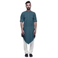 thumbnail image 3 of Atasi Indian Cotton Summer Kurta Mandarin Collar Long Kurta For Men, 3 of 5