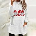 thumbnail image 1 of TIMIFIS Cadeaux de Noël Chandail à Col Rond pour Femmes Chandail Molletonné Décontracté d'Hiver Gnomes Père Noël Noël Imprimé Chandails à Manches Longues Hauts avec Poche, 1 of 4
