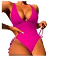 thumbnail image 2 of QIPOPIQ One Piece Swimsuits for Women Tummy Control One-piece Swimsuit Bandage Bikini Bathing Suit Solid Color Vacation Beach Swimwear Swimwear Summer Clearance, 2 of 7