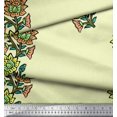 thumbnail image 3 of Soimoi Moss Georgette Fabric Leaves & Floral Block Print Sewing Fabric Yard 42 Inch Wide, 3 of 3