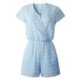 thumbnail image 4 of Women Floral Swiss Dots Short Sleeve V Neck Button Closure Jumpsuit, 4 of 6