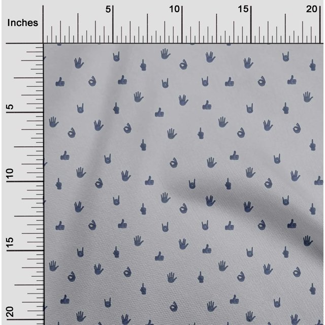 oneOone Viscose Jersey Fabric Finger Sign Symbol Decor Fabric Printed BTY 60 Inch Wide