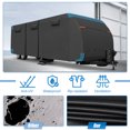 thumbnail image 3 of Unique Bargains 1 Set Waterproof RV Trailer Cover Fits 20'-22' with Extra Windproof Ropes and Gutter Covers Black, 3 of 7
