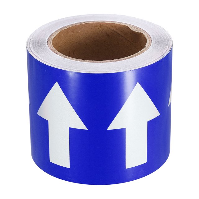 Unique Bargains Directional Flow Arrow Tape 4'x65', Adhesive Pipe Identification Marking Stickers, White on Blue