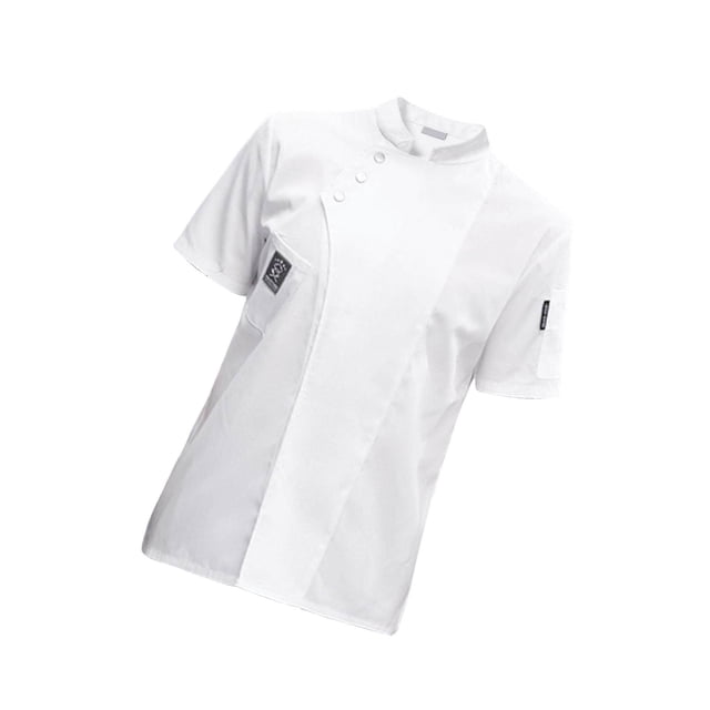 Chef Jacket Short Sleeve Cooking Kitchen Hotel Clothes Simple Chef Coat for Restaurant White XL