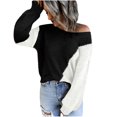 thumbnail image 2 of RKSTN Chandails pour Femmes Automne et Hiver Pull Décontracté Blouse Manches Longues Patchwork Hauts Chandail Chandails Automne, 2 of 7