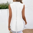 thumbnail image 4 of Timegard Camisoles pour Femmes Été Coton Lin Col en V Sans Manches Légères Décontractées Amples Hauts Blouse, 4 of 7