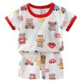 thumbnail image 1 of BOBOGOJP Pyjama 2 Doux à Manches Courtes Ensemble de Pyjama d'Été Extensible Court Vêtement de Nuit Grand (Rouge, 18-24 Mois), 1 of 6