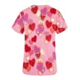 thumbnail image 3 of TIMIFIS Hauts de Gommage de la Saint-Valentin pour Femmes à Manches Courtes à Col en V Hauts Uniforme de Travail Imprimé de la Saint-Valentin avec Poche Blouse avec Poches - Printemps, 3 of 3