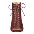 thumbnail image 2 of Unique Bargains Bottines à Talon Épais à Bout Ouvert à Lacets pour Femme Rouge Foncé (Taille 9,5), 2 of 8
