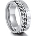 thumbnail image 1 of ORUYROP Can Engrave Viking Rune Spinner Rings for Men/Women, Size #7-#14 Chain Link Fidget Ring, Stainless Steel/Gold Plated/Black-Send Gift Box, 1 of 7