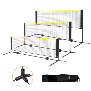 VEVOR Filet de Badminton, Filet de Volleyball à Hauteur Réglable, Filet de Pickleball Pliable de 10 Pieds de Large, Ensemble de Filet de Tennis Portable à Installation Facile avec Poteaux, Support et Sac de Transport, pour Jeu dans la Cour des Enfants Usage Intérieur Extérieur
