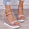 thumbnail image 4 of LSLJS Sandales d'Été pour Femmes à Bout Ouvert, Talon Moyen Wedge, Boucle Métallique, 4 of 7